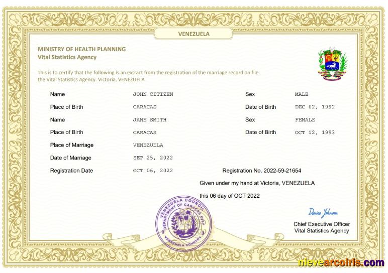 Venezuela marriage certificate